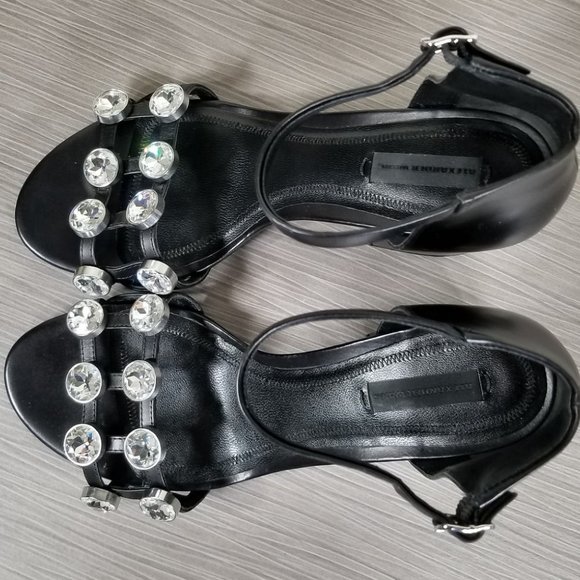 Alexander Wang Abby Crystal Embellished Sandal, Black Leather, Womens Size 8.5 - Picture 8 of 11
